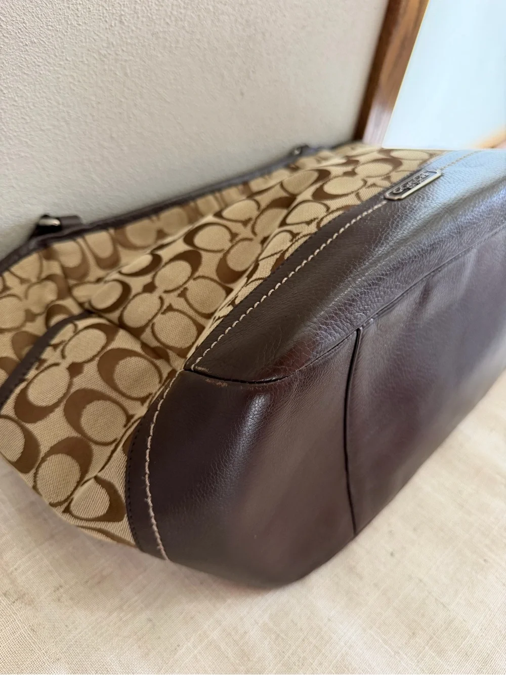 Coach Brown Signature Carrie Leather Tote - Picture 7 of 15